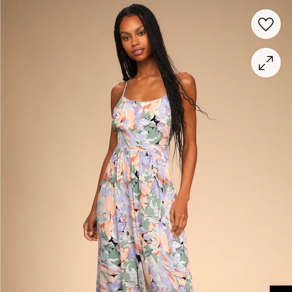 Lulus Paint a Picture Ivory Multi Floral Print Sleeveless Maxi Dress